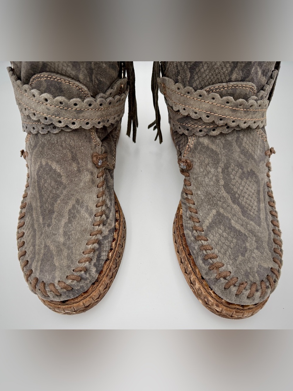 El Vaquero Mirea | Reptile Vine | Sz 39 - Women’s Wedge Moccasin Boots NEW - Picture 5 of 11